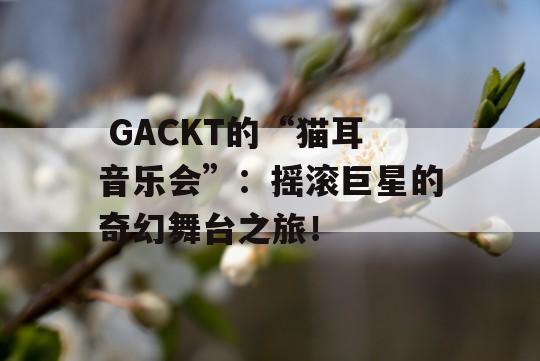  GACKT的“猫耳音乐会”：摇滚巨星的奇幻舞台之旅！